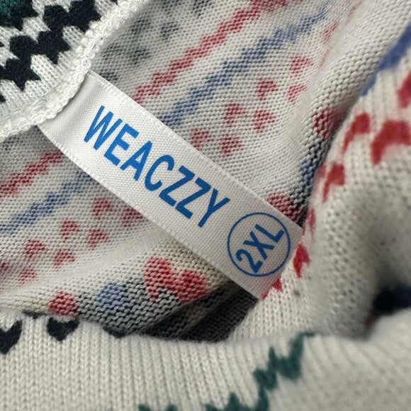 Weaczzy Size 2XL Womens Cowl Neck Zigzag Pattern Top 3/4 Sleeves - Picture 3 of 5